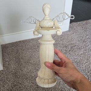 Nicol Sayre Cream Angel Figurine with Beaded Wings